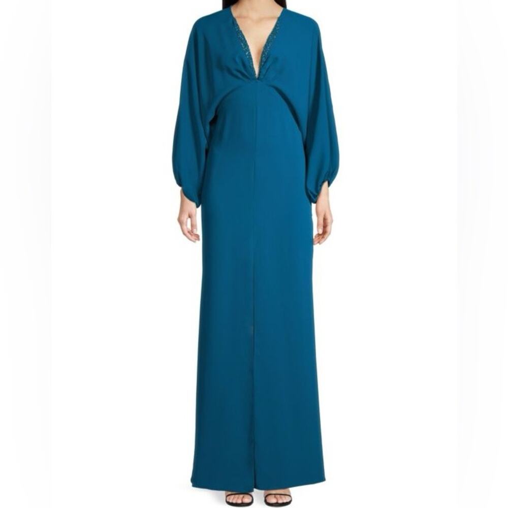 Sachin & Babi Gabby Bias Cut Beaded Gown Teal Women’s Sz 10 NWT